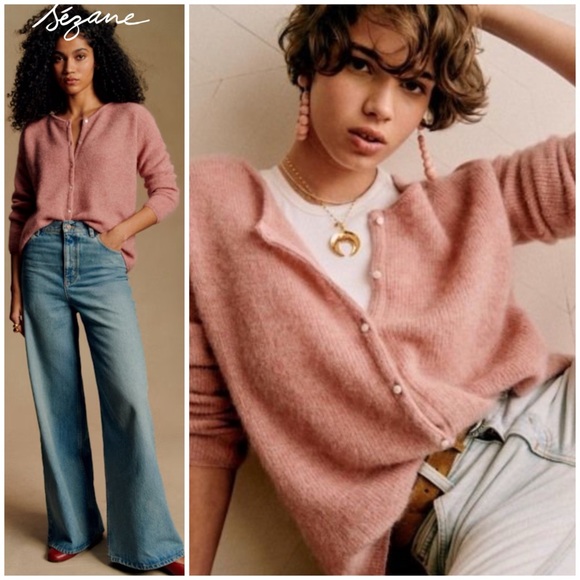Sezane Sweaters - NWT SEZANE Gaspard Rosewood Pink Cardigan SZ XXXL